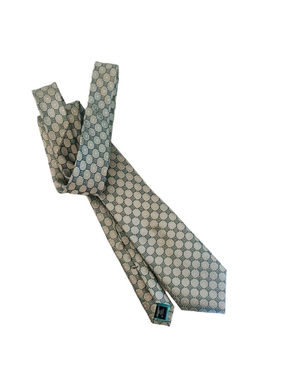 Ted Baker Silk Foulard Necktie in aqua and gray